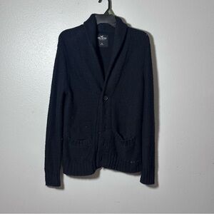 Hollister Men‎ Black Open Cardigan Knit Sweater size Small.